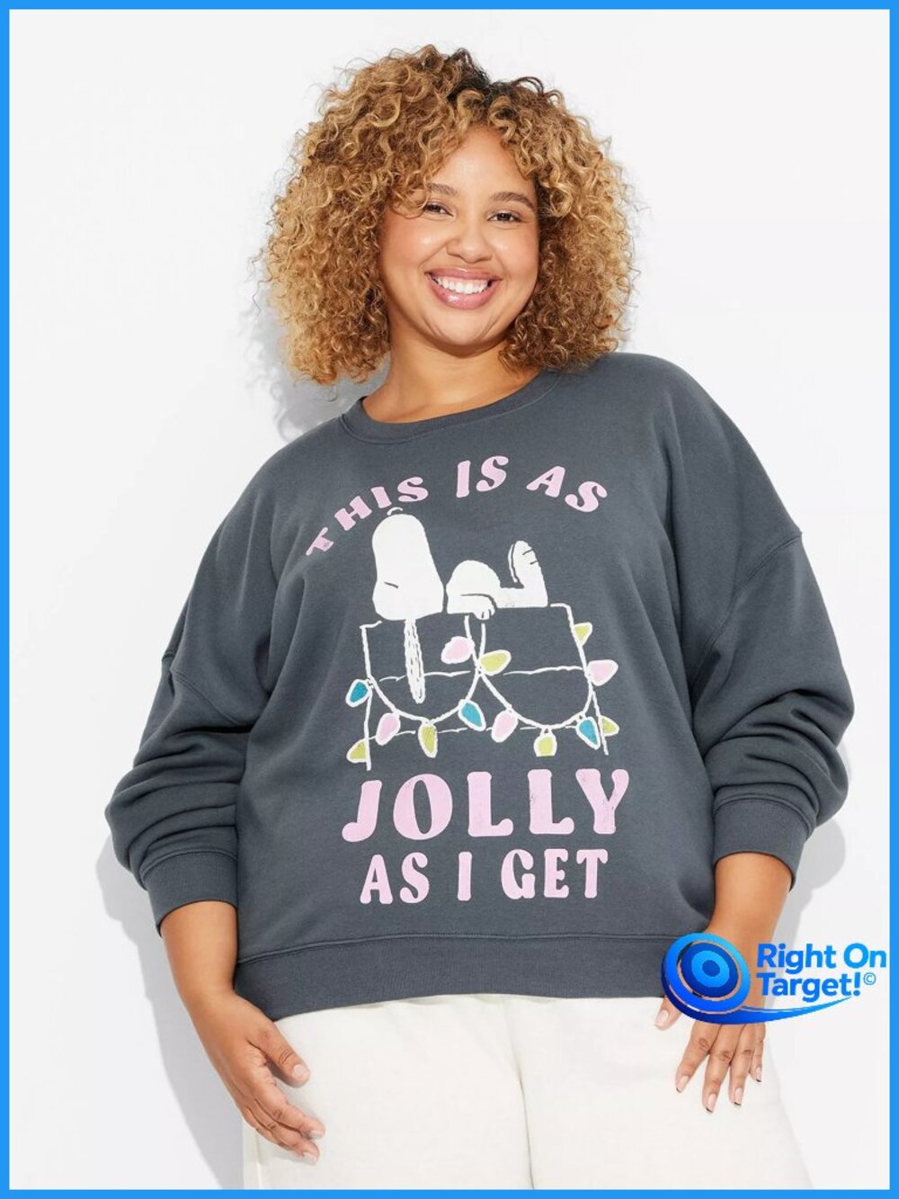 NWT XXL - Womens Jolly Snoopy Graphic Sweatshirt - Gray